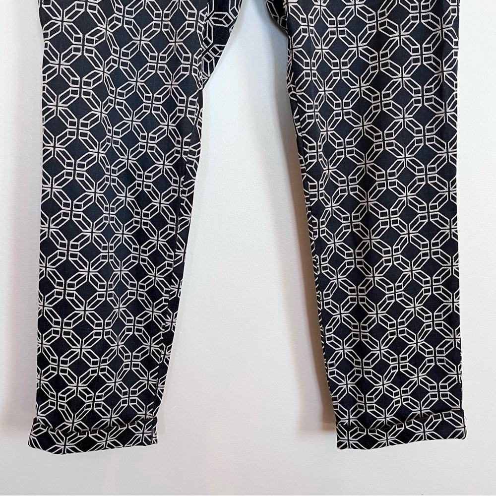 Anthropologie Cartonnier Black Geometric Print Charlie Ankle Trouser Pants 10 - Picture 3 of 7